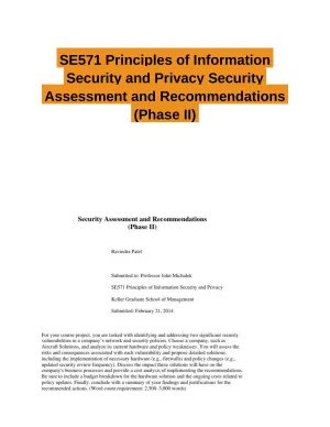 SE571 Principles of Information Security and Privacy Security Assessment and Recommendations (Phase II)