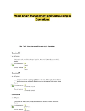 Value Chain Management and Outsourcing in Operations