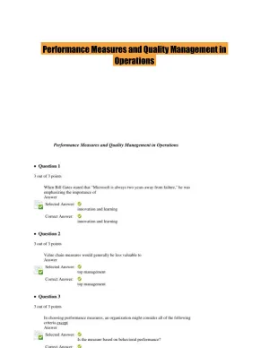 Performance Measures and Quality Management in Operations