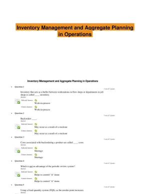 Inventory Management and Aggregate Planning in Operations