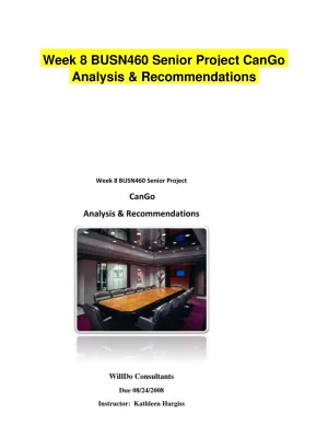 Week 8 BUSN460 Senior Project CanGo Analysis & Recommendations