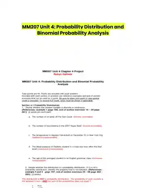 MM207 Unit 4: Probability Distribution and Binomial Probability Analysis