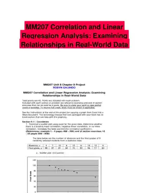 MM207 Correlation and Linear Regression Analysis: Examining Relationships in Real-World Data