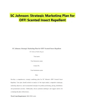 SC Johnson: Strategic Marketing Plan for OFF! Scented Insect Repellent