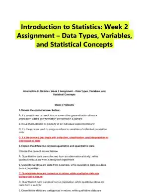 Introduction to Statistics: Week 2 Assignment � Data Types, Variables, and Statistical Concepts