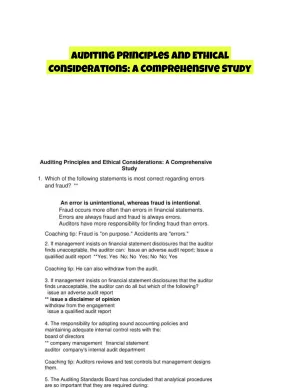 Auditing Principles and Ethical Considerations: A Comprehensive Study