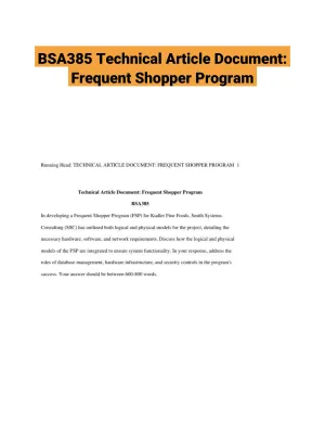BSA385 Technical Article Document: Frequent Shopper Program