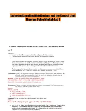 Exploring Sampling Distributions and the Central Limit Theorem Using Minitab Lab 2