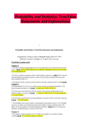 Probability and Statistics: True/False Statements and Explanations