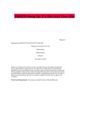 ENG215 Hang Up: It's Not Just Your Life