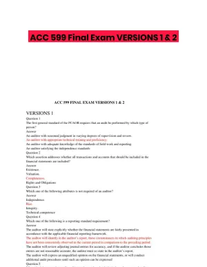 ACC 599 Final Exam VERSIONS 1 & 2