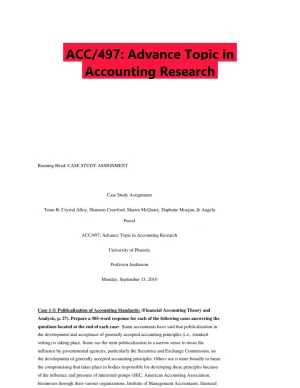ACC/497: Advance Topic in Accounting Research