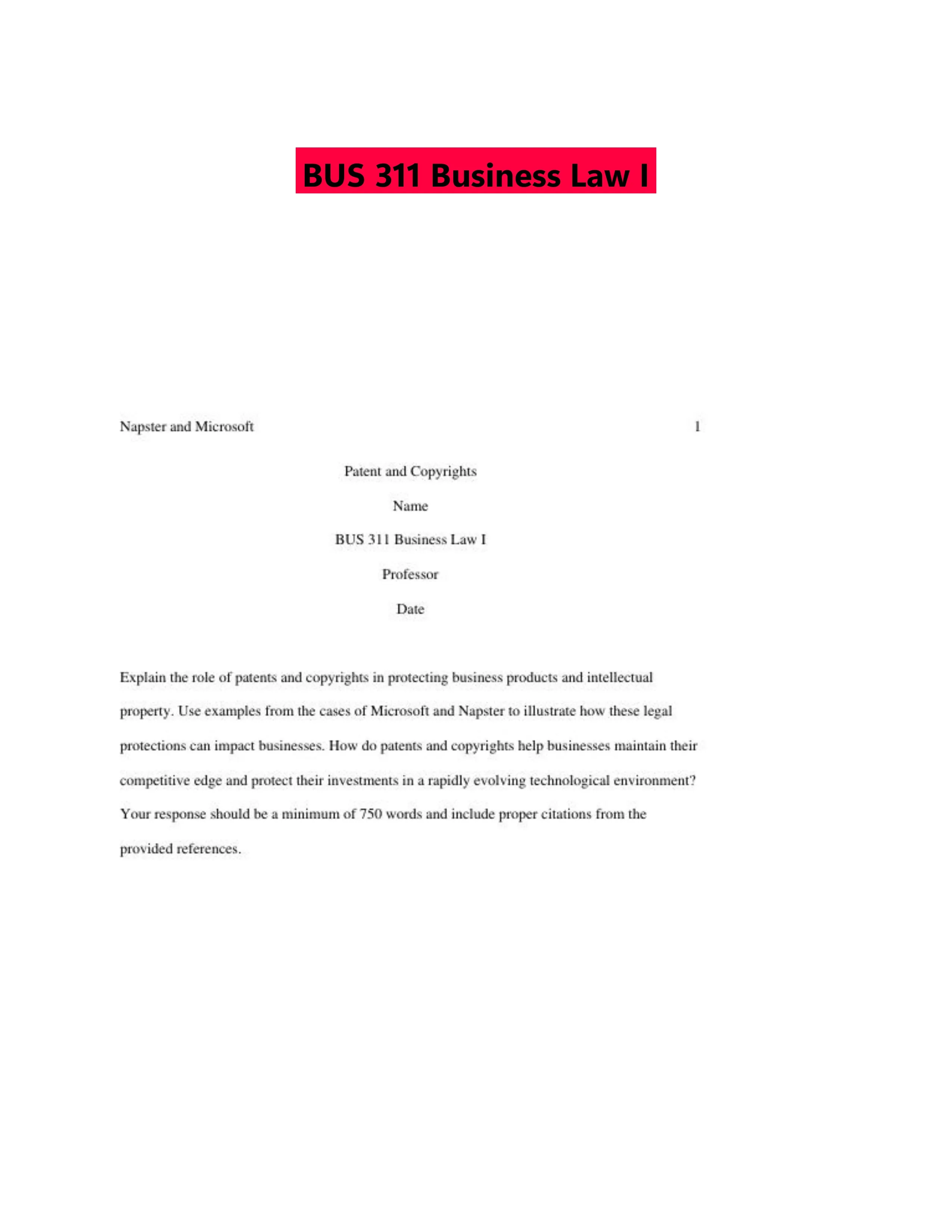 BUS 311 Business Law I
