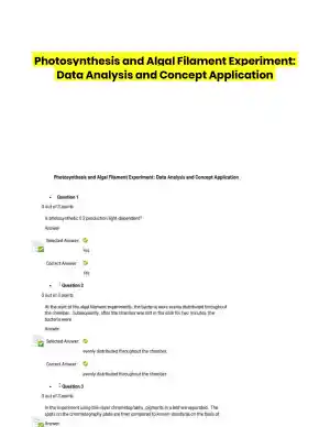 Photosynthesis and Algal Filament Experiment: Data Analysis and Concept Application