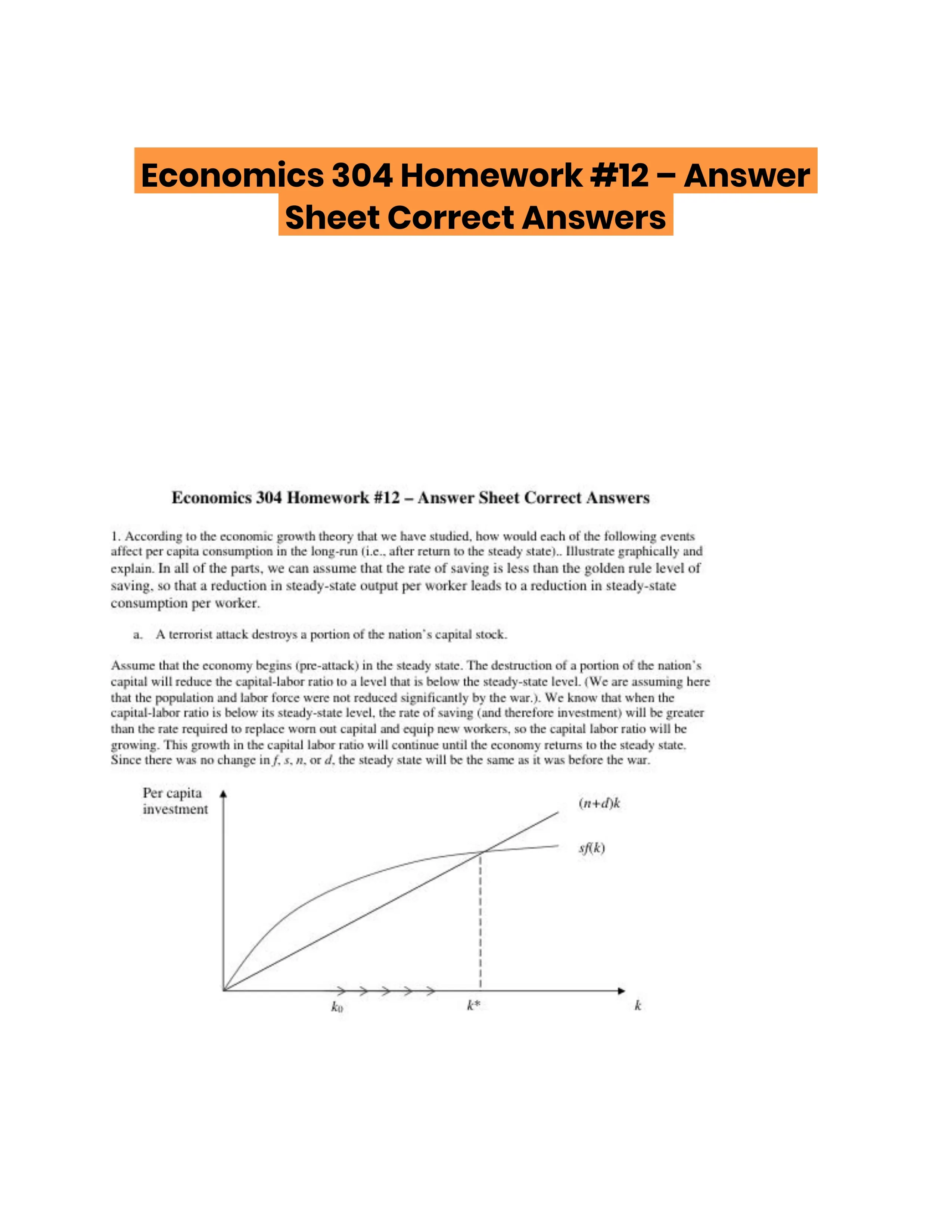 Economics 304 Homework #12 � Answer Sheet Correct Answers