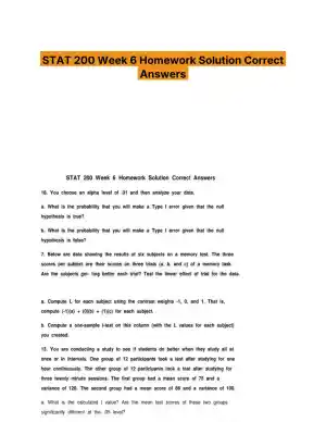 STAT 200 Week 6 Homework Solution Correct Answers