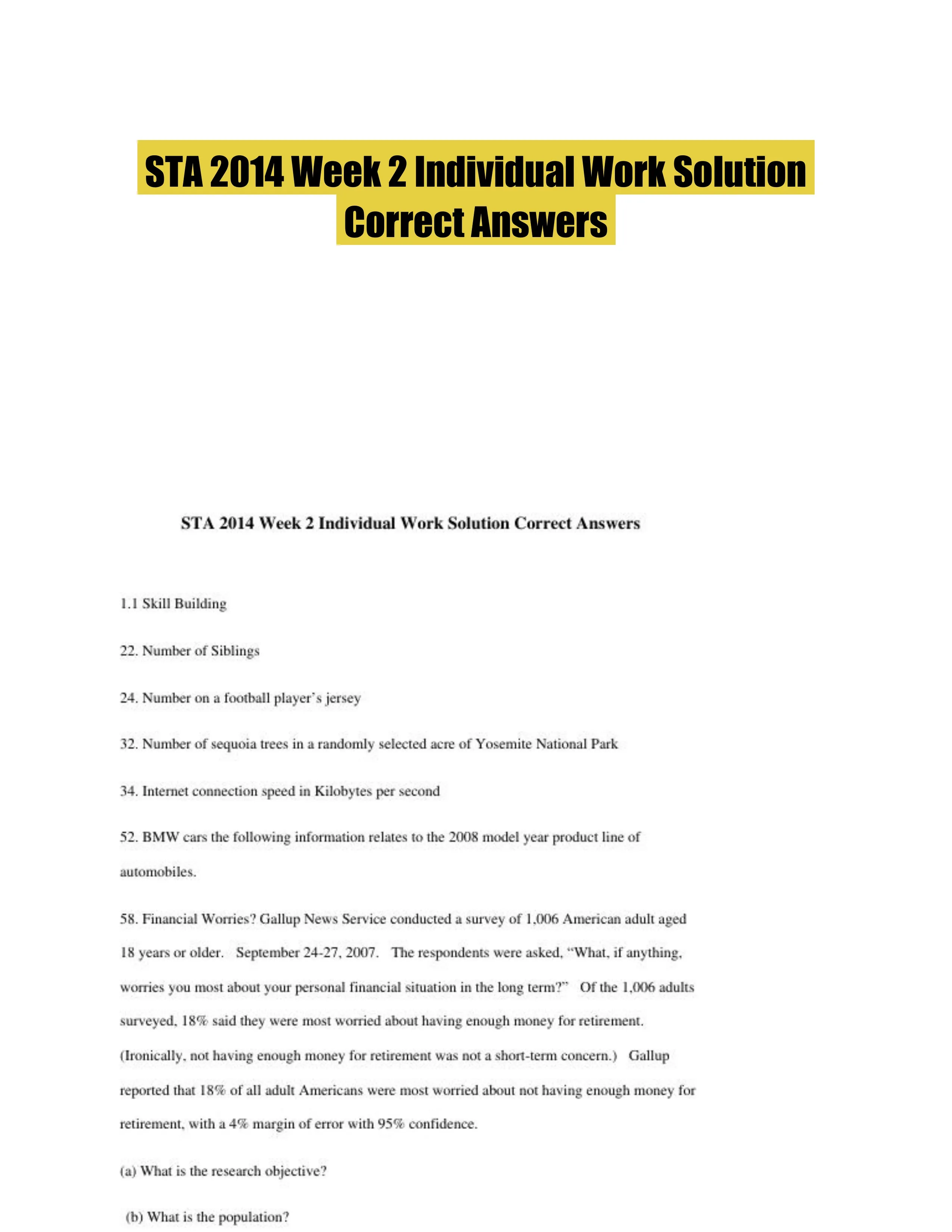 STA 2014 Week 2 Individual Work Solution Correct Answers