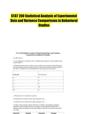 STAT 200 Statistical Analysis of Experimental Data and Variance Comparisons in Behavioral Studies