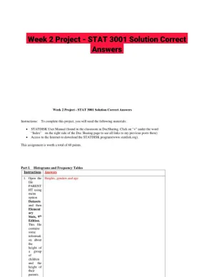 Week 2 Project - STAT 3001 Solution Correct Answers
