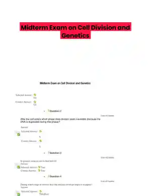 Midterm Exam on Cell Division and Genetics