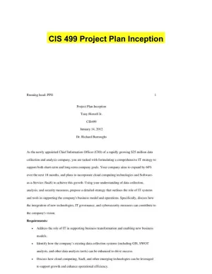 CIS 499 Project Plan Inception