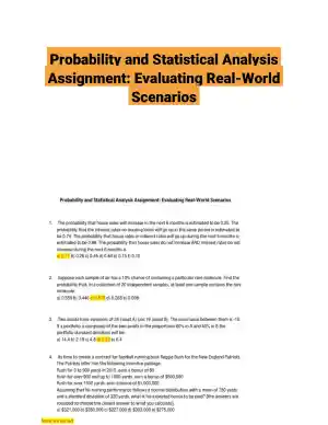 Probability and Statistical Analysis Assignment: Evaluating Real-World Scenarios