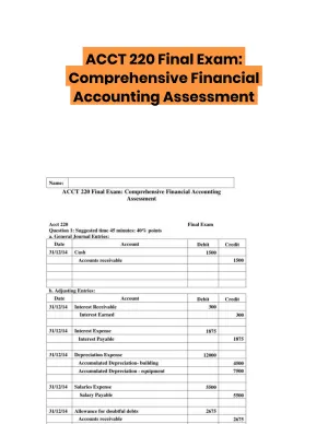 ACCT 220 Final Exam: Comprehensive Financial Accounting Assessment