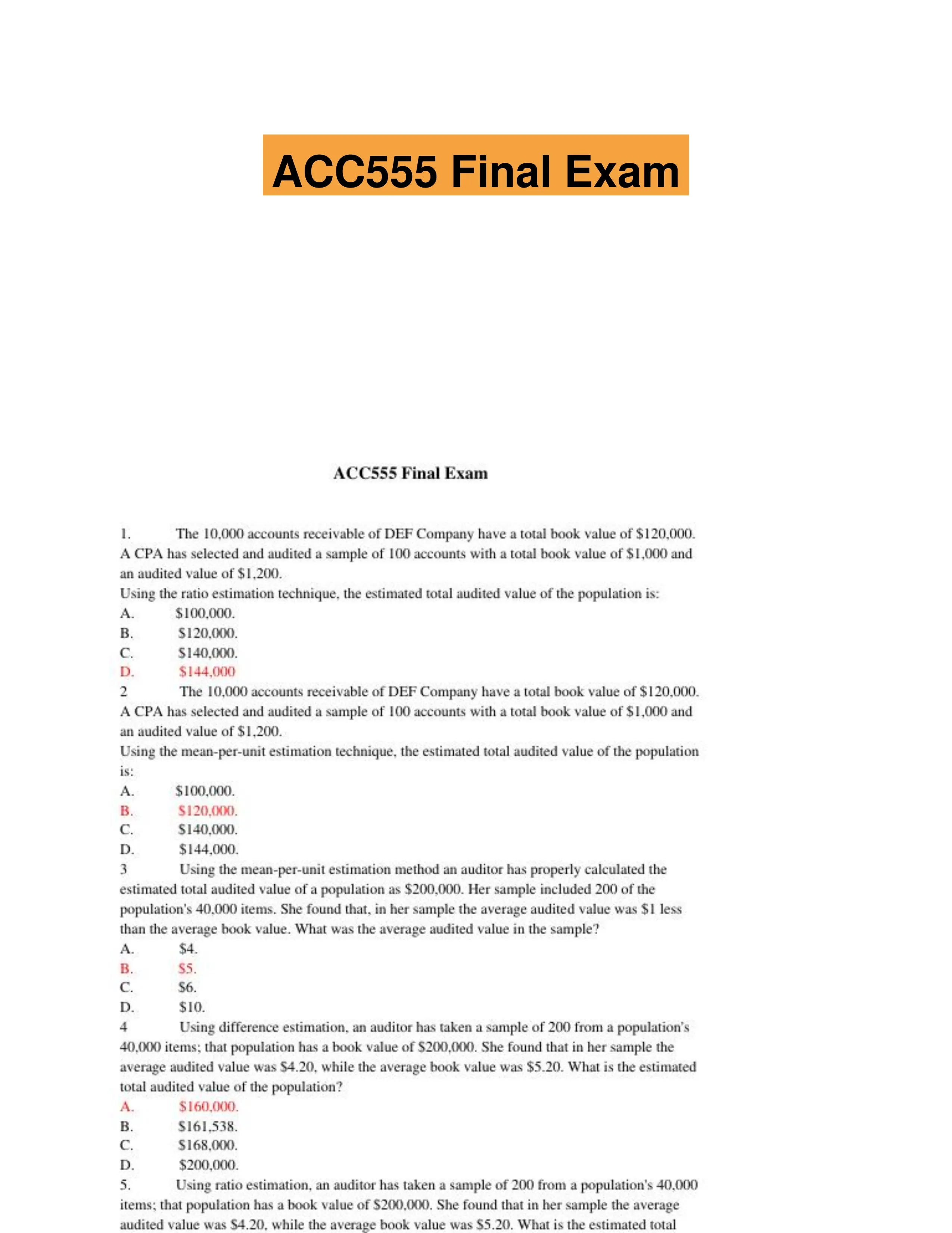 ACC555 Final Exam