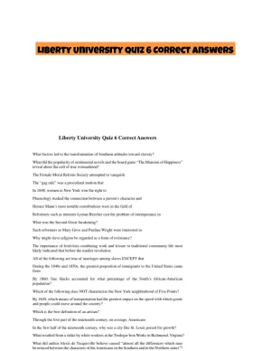 Liberty University Quiz 6 Correct Answers