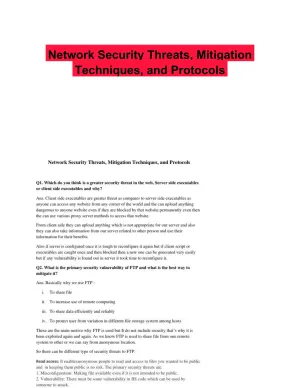 Network Security Threats, Mitigation Techniques, and Protocols