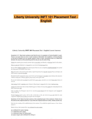 Liberty University INFT 101 Placement Test - English