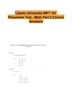 Liberty University INFT 101 Placement Test - Math Part 2 Correct Answers