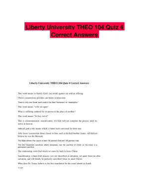 Liberty University THEO 104 Quiz 4 Correct Answers