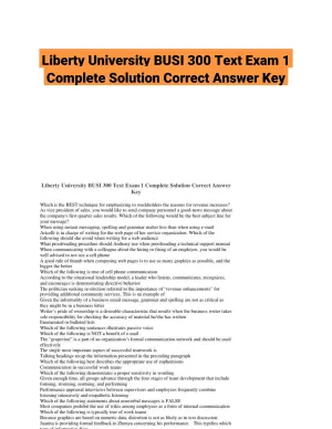 Liberty University BUSI 300 Text Exam 1 Complete Solution Correct Answer Key