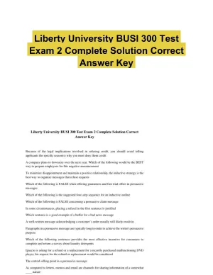 Liberty University BUSI 300 Test Exam 2 Complete Solution Correct Answer Key