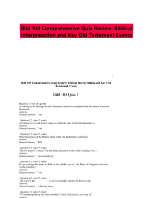 Bibl 104 Comprehensive Quiz Review: Biblical Interpretation and Key Old Testament Events
