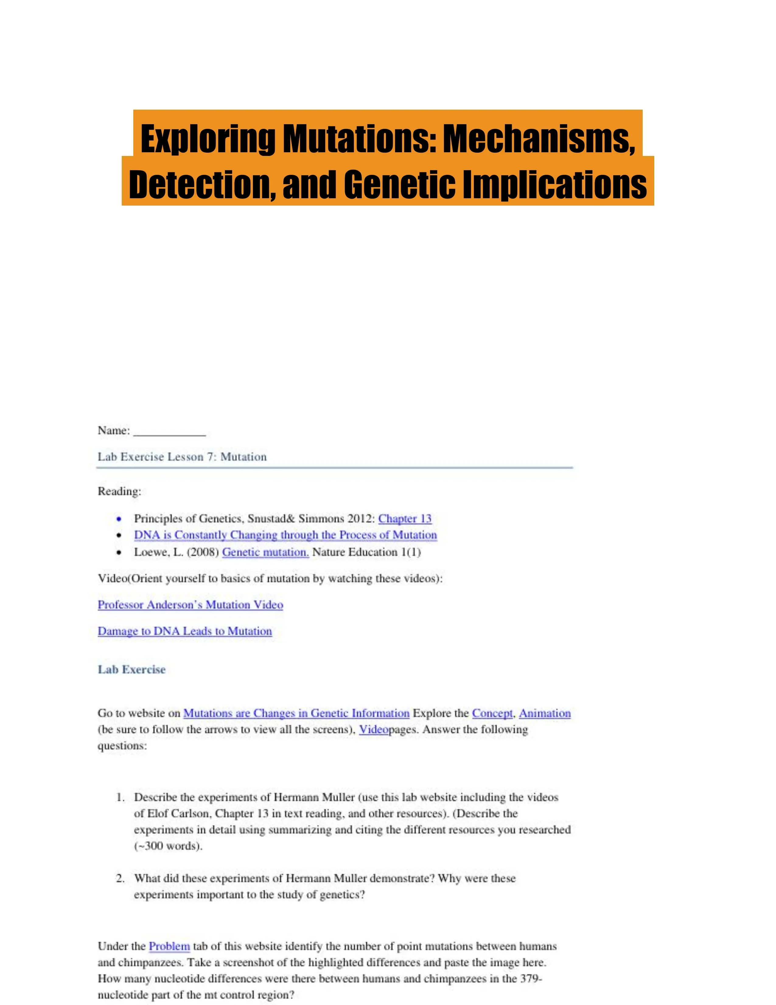 Exploring Mutations: Mechanisms, Detection, and Genetic Implications