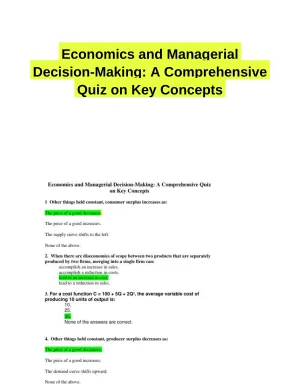 Economics and Managerial Decision-Making: A Comprehensive Quiz on Key Concepts