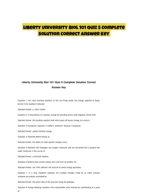 Liberty University Biol 101 Quiz 5 Complete Solution Correct Answer Key