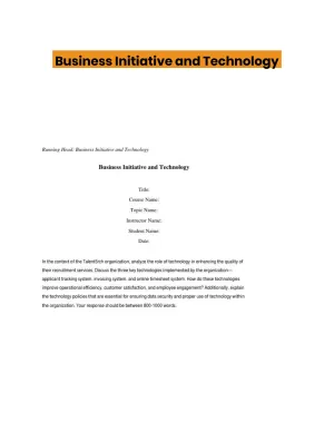 Business Initiative and Technology