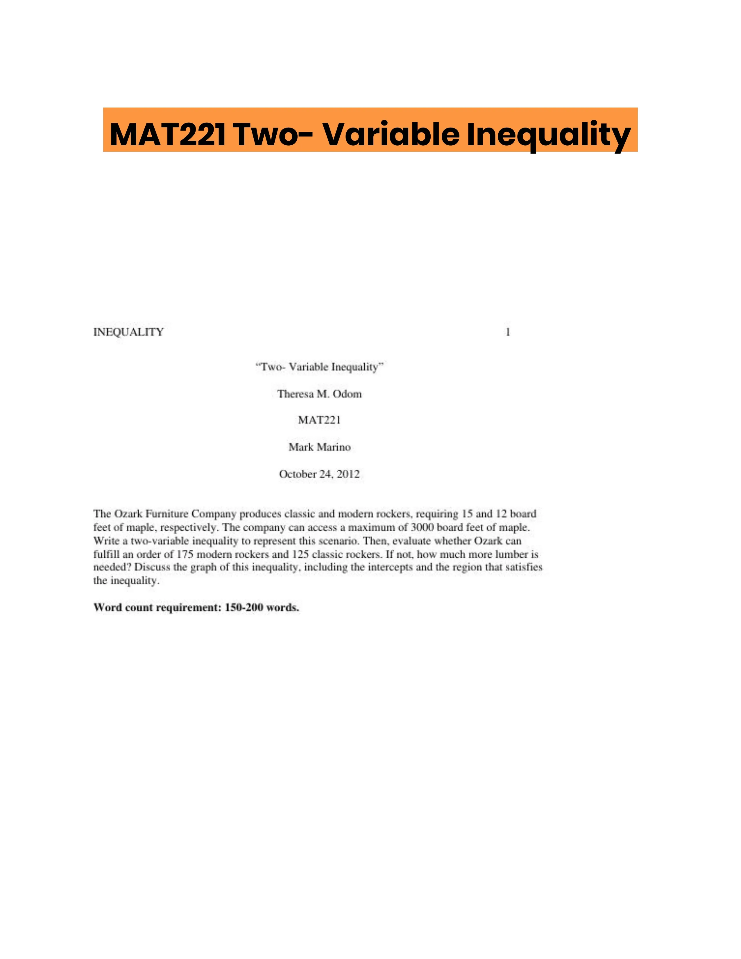 MAT221 Two- Variable Inequality