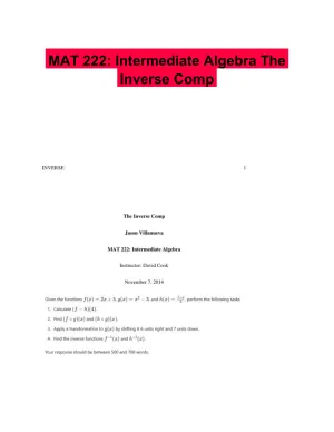 MAT 222: Intermediate Algebra The Inverse Comp
