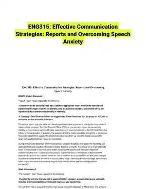 ENG315: Effective Communication Strategies: Reports and Overcoming Speech Anxiety