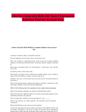 Liberty University BUSI 340 Quiz 3 Complete Solution Correct Answer Key