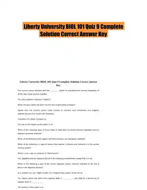 Liberty University BIOL 101 Quiz 9 Complete Solution Correct Answer Key