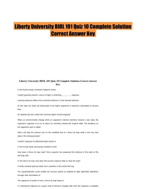 Liberty University BIOL 101 Quiz 10 Complete Solution Correct Answer Key