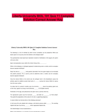 Liberty University BIOL 101 Quiz 11 Complete Solution Correct Answer Key