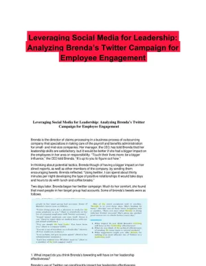 Leveraging Social Media for Leadership: Analyzing Brenda�s Twitter Campaign for Employee Engagement