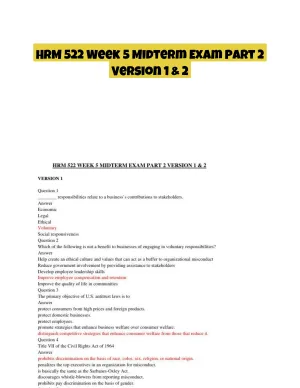 HRM 522 Week 5 Midterm Exam Part 2 Version 1 & 2