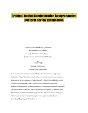 Criminal Justice Administration Comprehensive Doctoral Review Examination